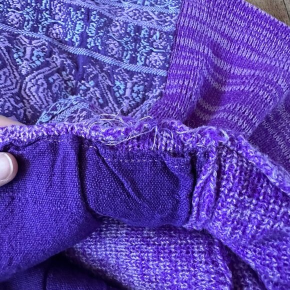 Vintage Handmade Purple Knit Poncho Sweater With Turtleneck & Batwing Sleeves - Picture 7 of 12